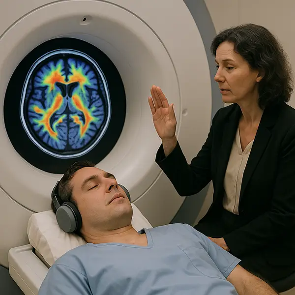 MRI-scan toont hersenactiviteit tijdens hypnose bij therapeutische sessie